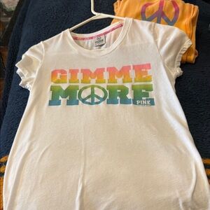 PINK Victoria's Secret White and Pink Short Sleeve Tees